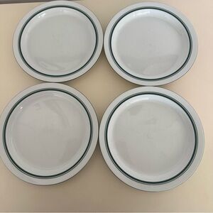 4 Dansk Bistro White Green Trim Salad Dessert Plates